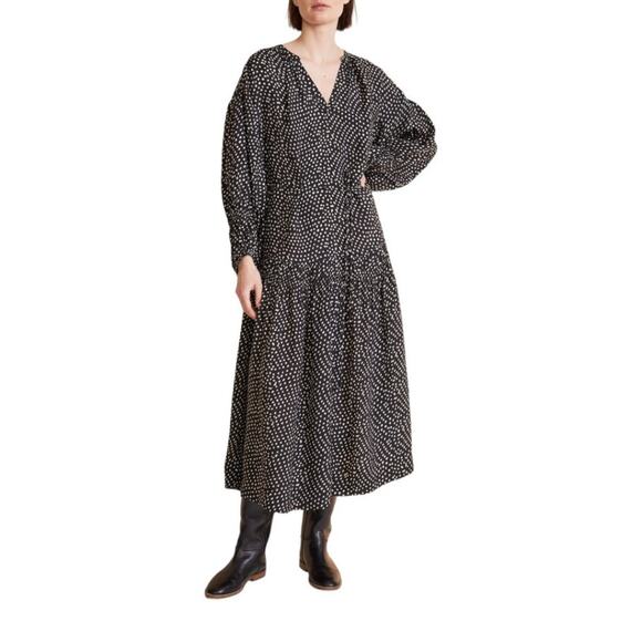 Apiece Apart Ela Maxi Dress Black Dot Size Small NWOT $425 MSRP - Picture 1 of 8